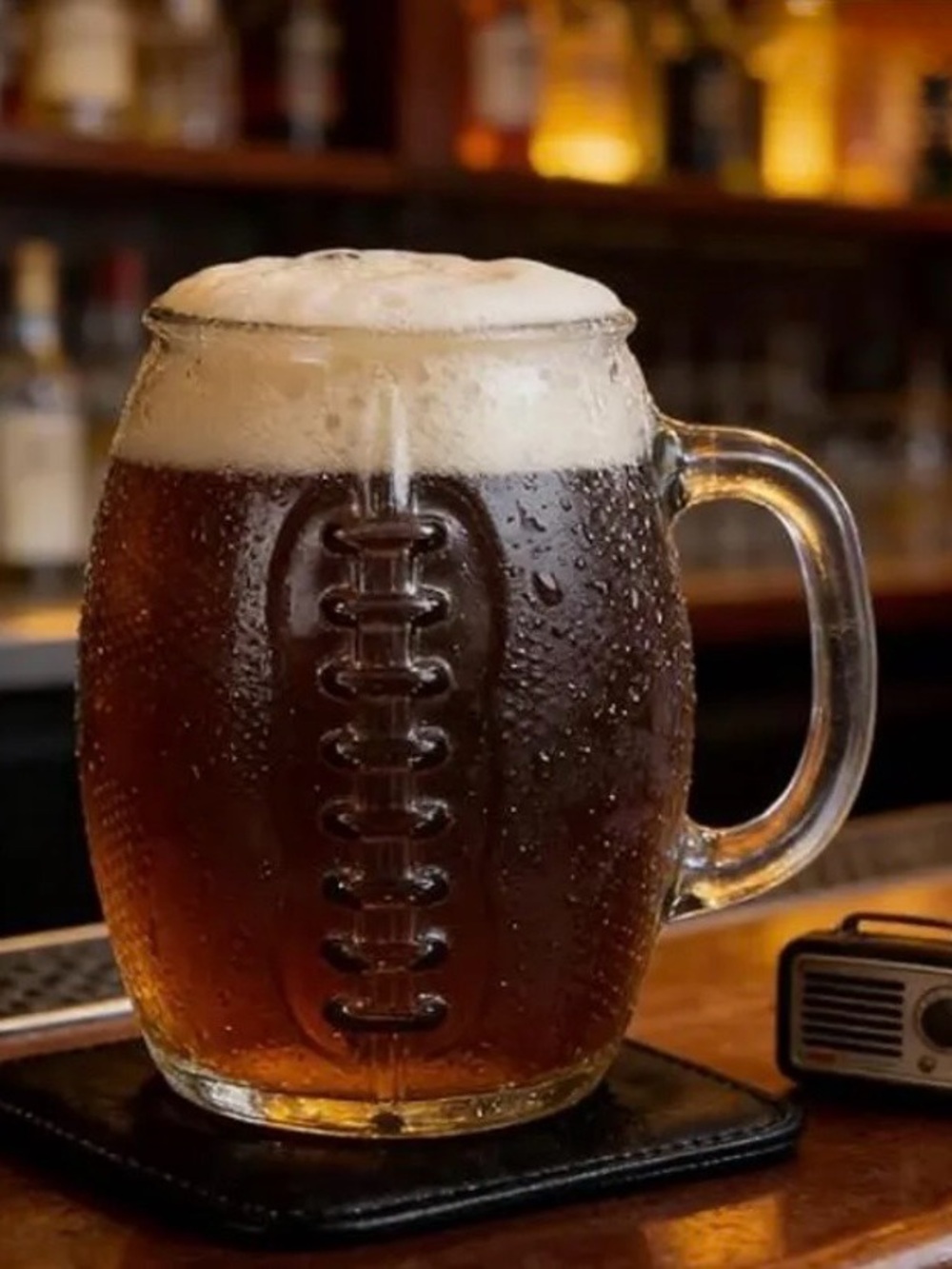 Set/2 clear glass 37-oz. Football-Shaped Beer Mugs. EUC - Picture 2 of 7